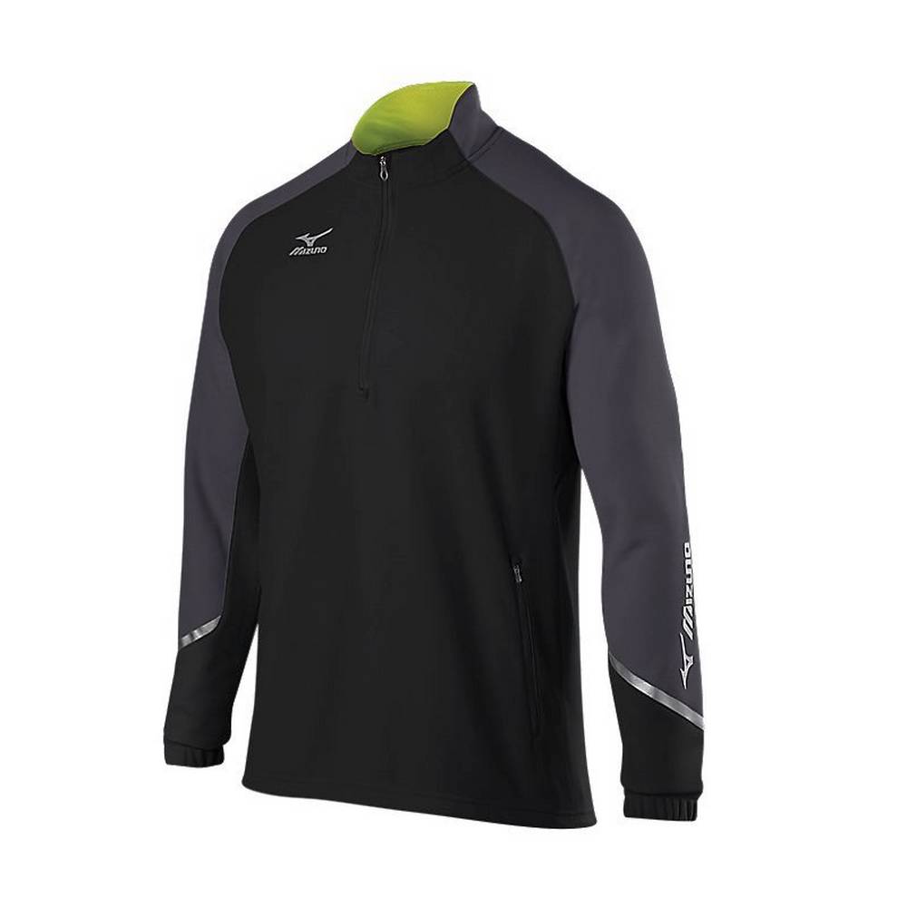 Mizuno Men's Elite 1/2 Zip Pullover Black/Grey (350620-UAP)